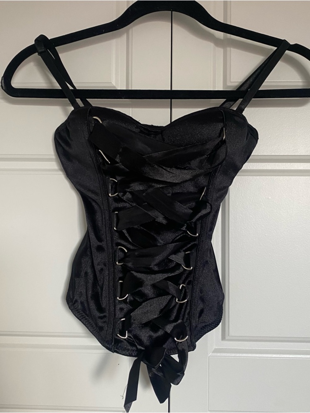 Goth Lace Up Corset Black